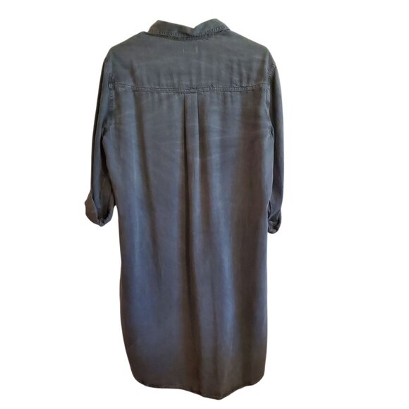 Sneak Peek Black Burnout Shirt Dress Tencel Lightweight Button Up Large - Picture 2 of 16